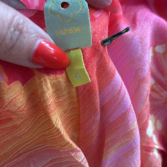 Farm Rio 100% viscose Elegant Floral Maxi Dress in Orange and Pink, L - Picture 12 of 13